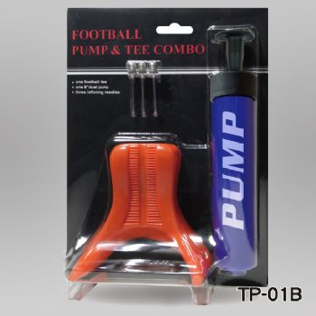 6吋單向打氣筒(T把) + 3PCS金屬球針 + 美式足球球座, TP-01B